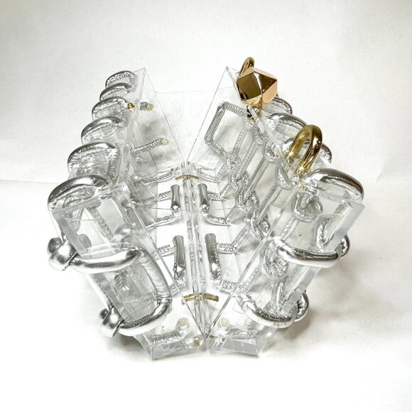 Acrylic Clutch/Crossbody Bag with silver knot design - Picture 6 of 14